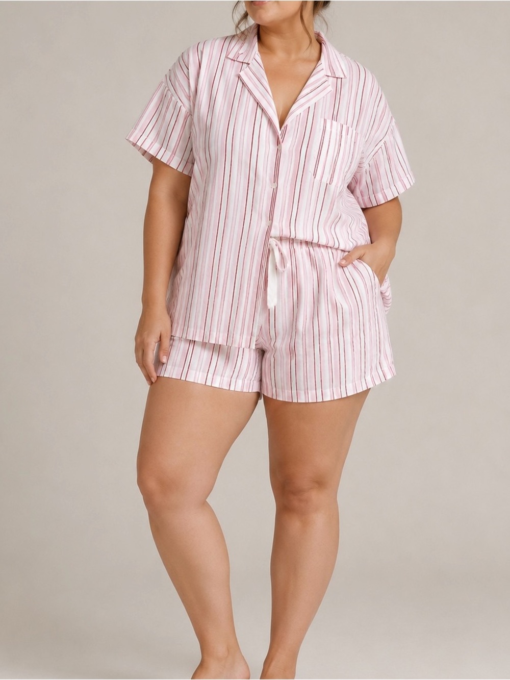 Victoria's Secret Pink & White Striped Short Pajama Set